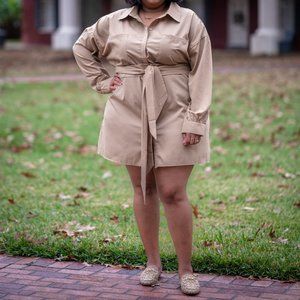 Belted Shirt Dress - Curvy